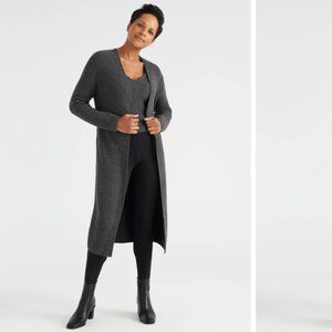NEW KNIX Rib-Knit Duster Cardigan Long Sweater Cozzy Large PLUSH GRAY NWT knix
